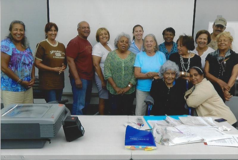 From left: Instructor Wandra Harmsen, Linda Lopes, John Gonsalves, Yvonne Gonsalves, Laura Lopes, Colleen Cahill, Gerry Pearle, Willie Rose, Mary Lomba, Brenda Senna, Kenneth Camphina and Christina Roderick.Seated in front is Oak Grove Cape Verdean Cultural Center's Historian Mary V. Rose and student Deborah Ramos COURTESY OAK GROVE CULTURAL CENTER